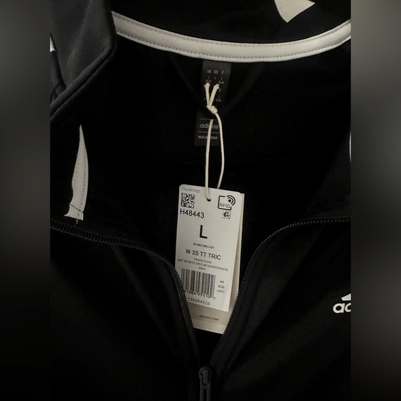 NEW Adidas Women's Black Bomber Jacket with White Stripes NEW - Picture 7 of 7